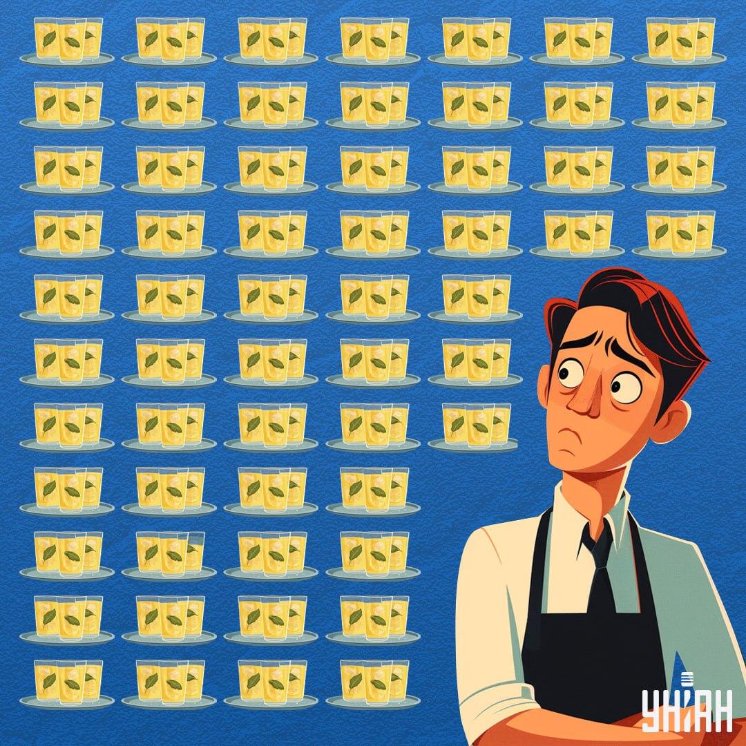 Hitta ett glas med mindre lemonad i än i andra behållare / collage Moje Hitta ett glas som har mindre lemonad i sig än resten av behållarna / collage Moje