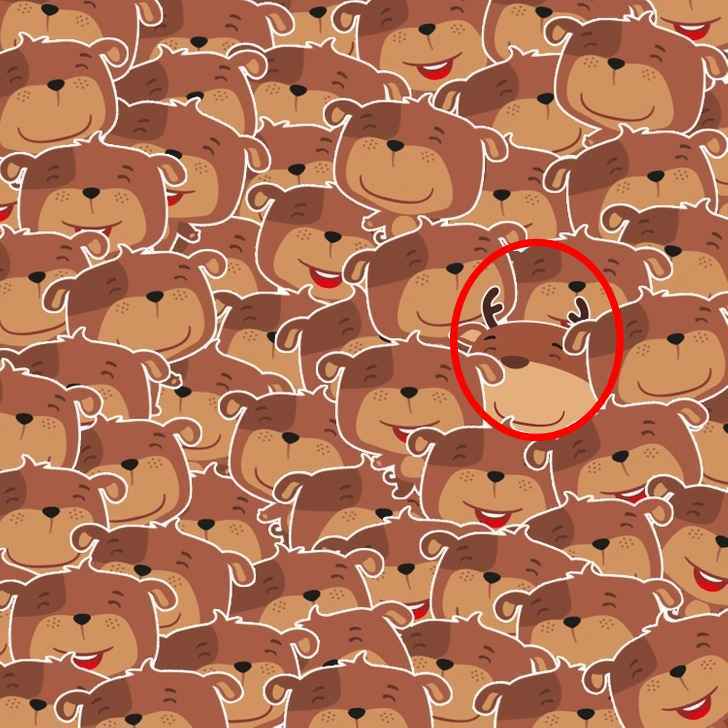 Endast personer med hög IQ klarar det: du måste hitta en hjort bland björnar Endast personer med hög IQ kan göra detta: du måste hitta en ren bland björnarna