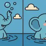 Genitest: hitta 3 skillnader i en bild av en elefant i vatten på 23 s Genitest: hitta 3 skillnader i en bild av en elefant