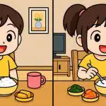 IQ-test: hitta 3 skillnader i bilden av flickan vid bordet