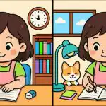 IQ-test: hitta 3 skillnader i en bild av en student