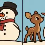 Superpussel: hitta 3 skillnader i bilden av en snögubbe och en ren på 75 s Superpussel: hitta 3 skillnader i bilden av en snögubbe och