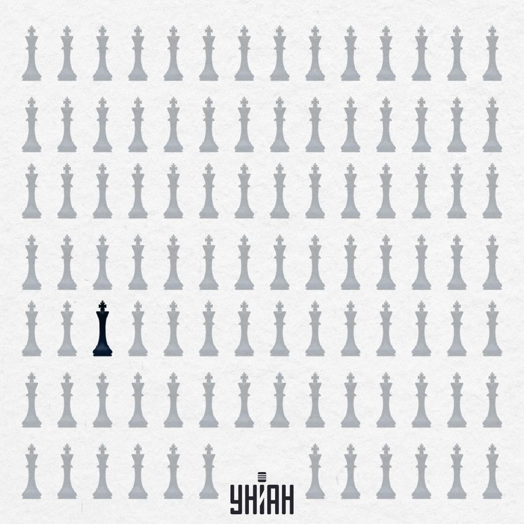 Den märkliga schackkungen befann sig i tredje raden nerifrån närmare högerkanten bild / collage Moje