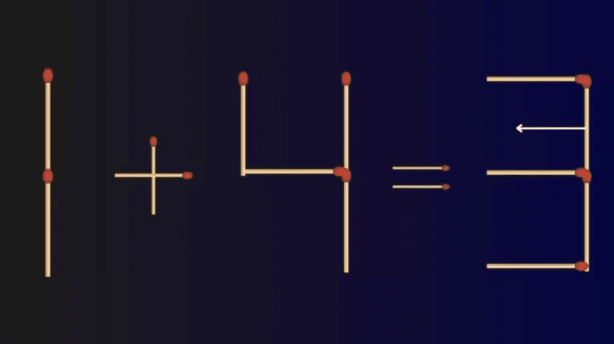 Lösningen visar 7 - 4 = 3