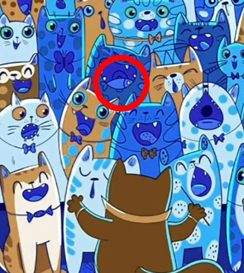 Lösningen på pusslet Lösning på illusionen, fisken är i kattens mun