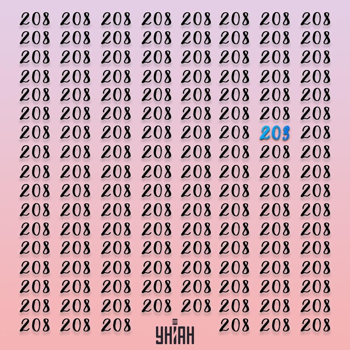 Lösning på visuellt pussel Lösningen på pusslet: Den extra siffran är 203